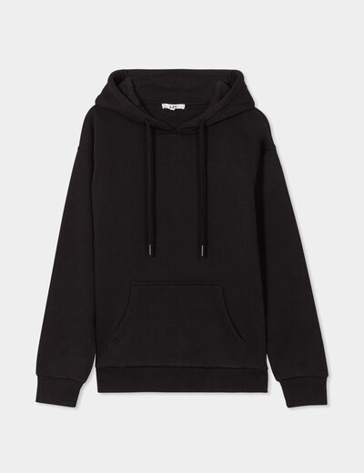 Sweat hoodie molleton à capuche noir femme