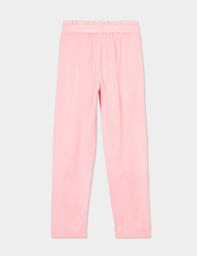 Pantalon slouchy ceinturé élastiqué rose pastel fille