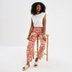 Pantalon avec pan noué mélange lin terracotta femme