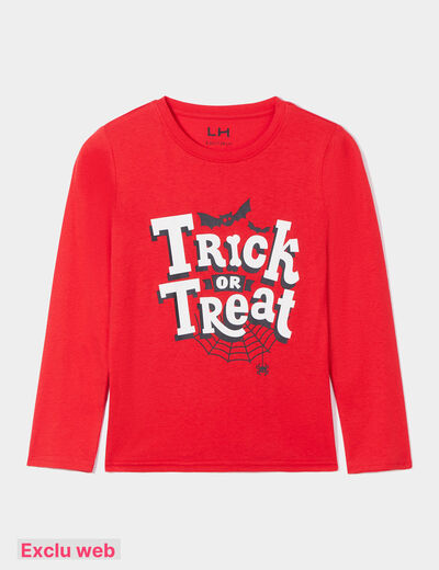 T-shirt Halloween phosphorescent coton orange garçon