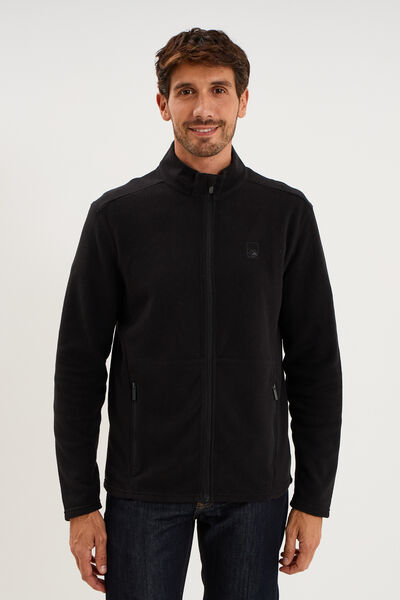 Gilet polaire zipp&eacute; manches longues noir homme