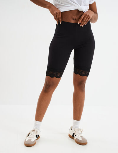 Legging corsaire à dentelle noir femme