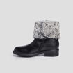 Bottines à fourrure en cuir noir fille
