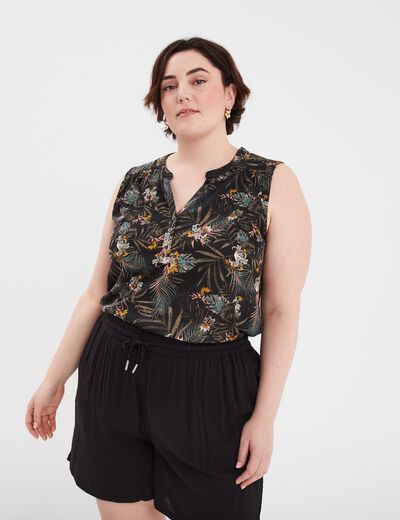 Débardeur ajusté col en V noir femme grande taille