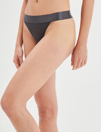 Tanga côtelé gris foncé femme