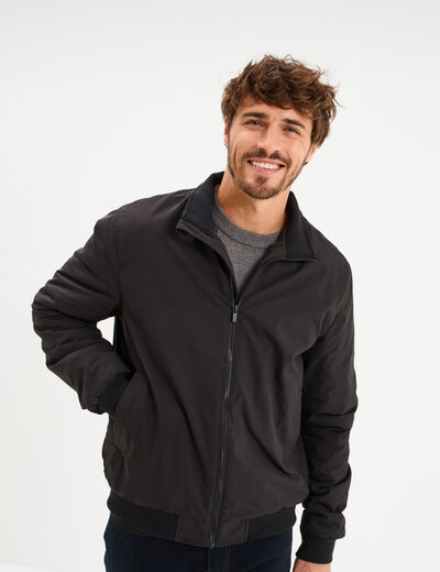 Blouson d&eacute;perlant col montant noir homme