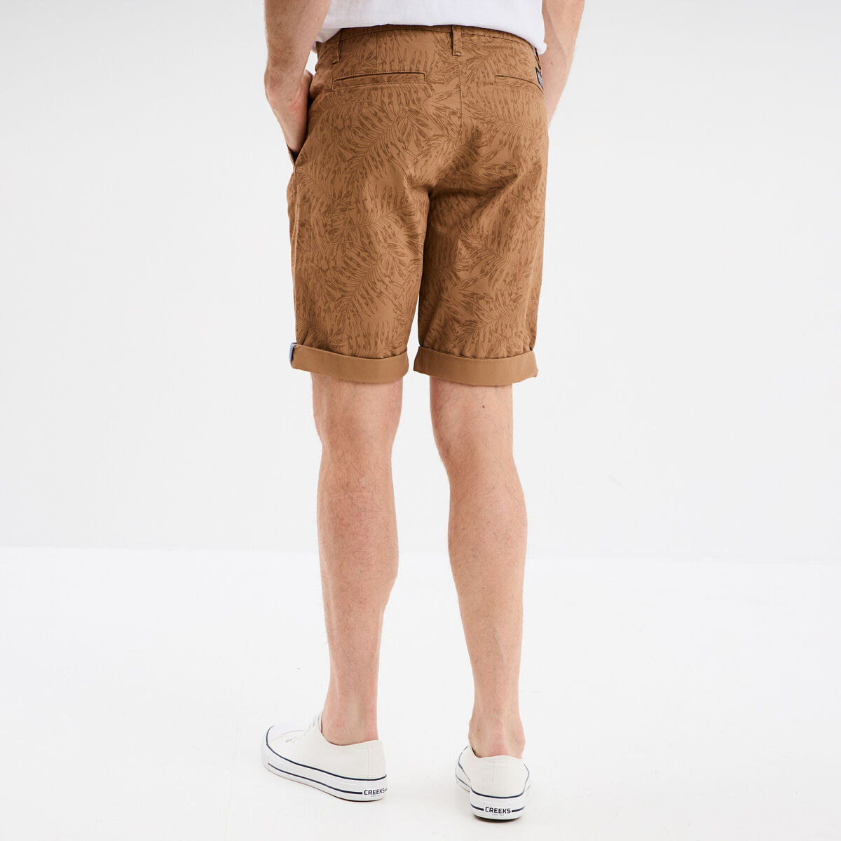 Bermuda short chino droit coton stretch sable homme
