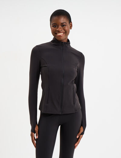Veste de sport ajust&eacute;e avec fermeture noir femme