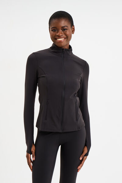 Veste de sport ajust&eacute;e avec fermeture noir femme