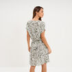 Robe caftant courte col en V vert kaki femme