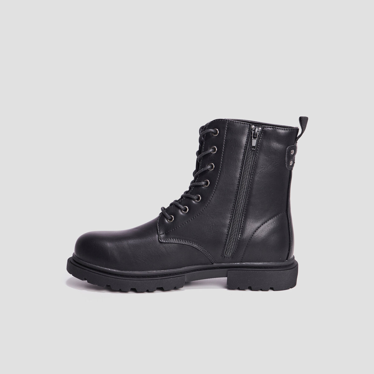 Boots zipp&eacute;es &agrave; lacets noir femme