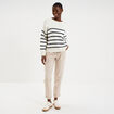 Pull marini&egrave;re boutons &eacute;paule blanc femme