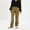 Pantalon cargo droit vert kaki femme