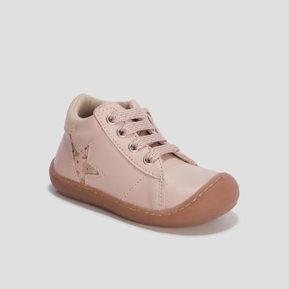 bottillons zippes en cuir rose bebef Bottillons zippés en cuir rose bébé fille