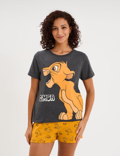 Ensemble pyjama short Le Roi lion Simba gris fonc&eacute; femme