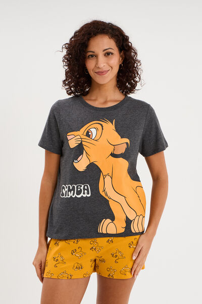Ensemble pyjama short Le Roi lion Simba gris fonc&eacute; femme