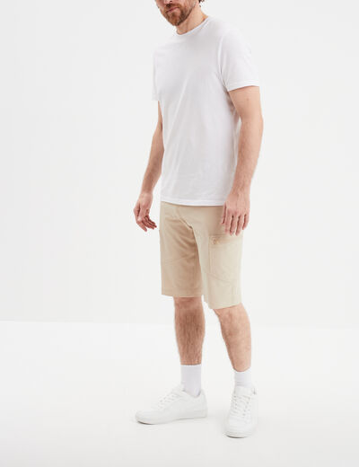 Short cargo à poches zippées beige homme