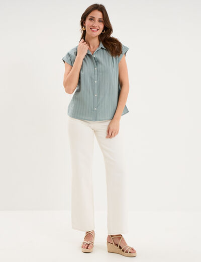 Blouse manches courtes bleu gris femme