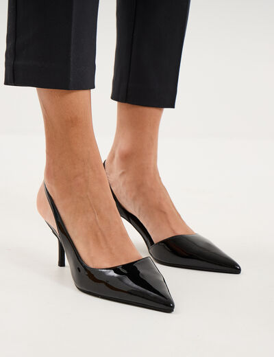 Escarpins slingback talons aiguilles noir femme