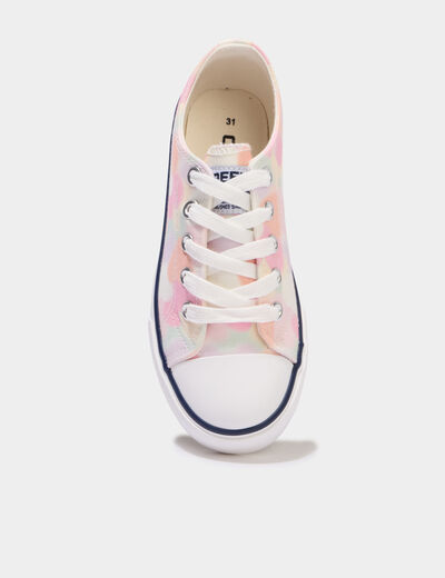 Tennis en toile &agrave; lacets bout renforc&eacute; multicolore fille