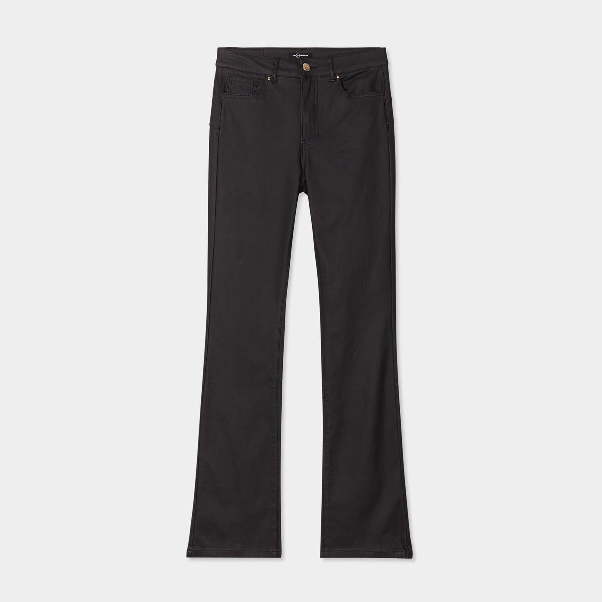 Jean denim bootcut enduit noir femme