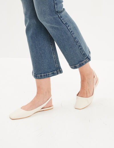 Ballerines slingback bouts carrés blanc femme