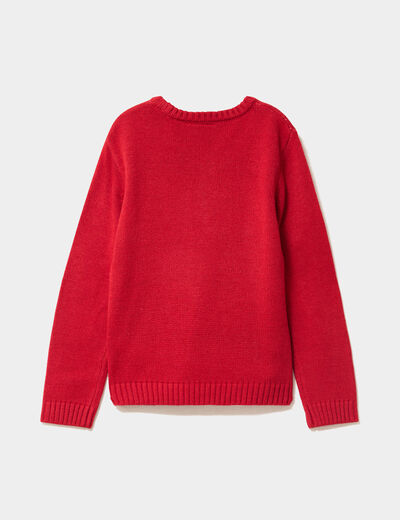 Pull de No&euml;l manches longues Stitch rouge fille