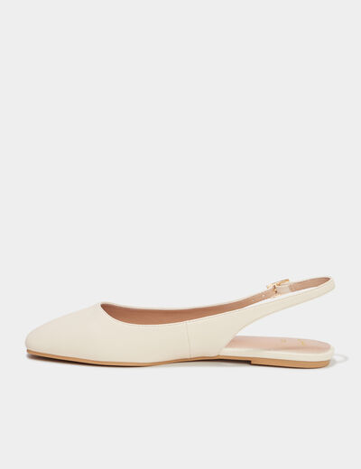 Ballerines slingback bouts carrés blanc femme