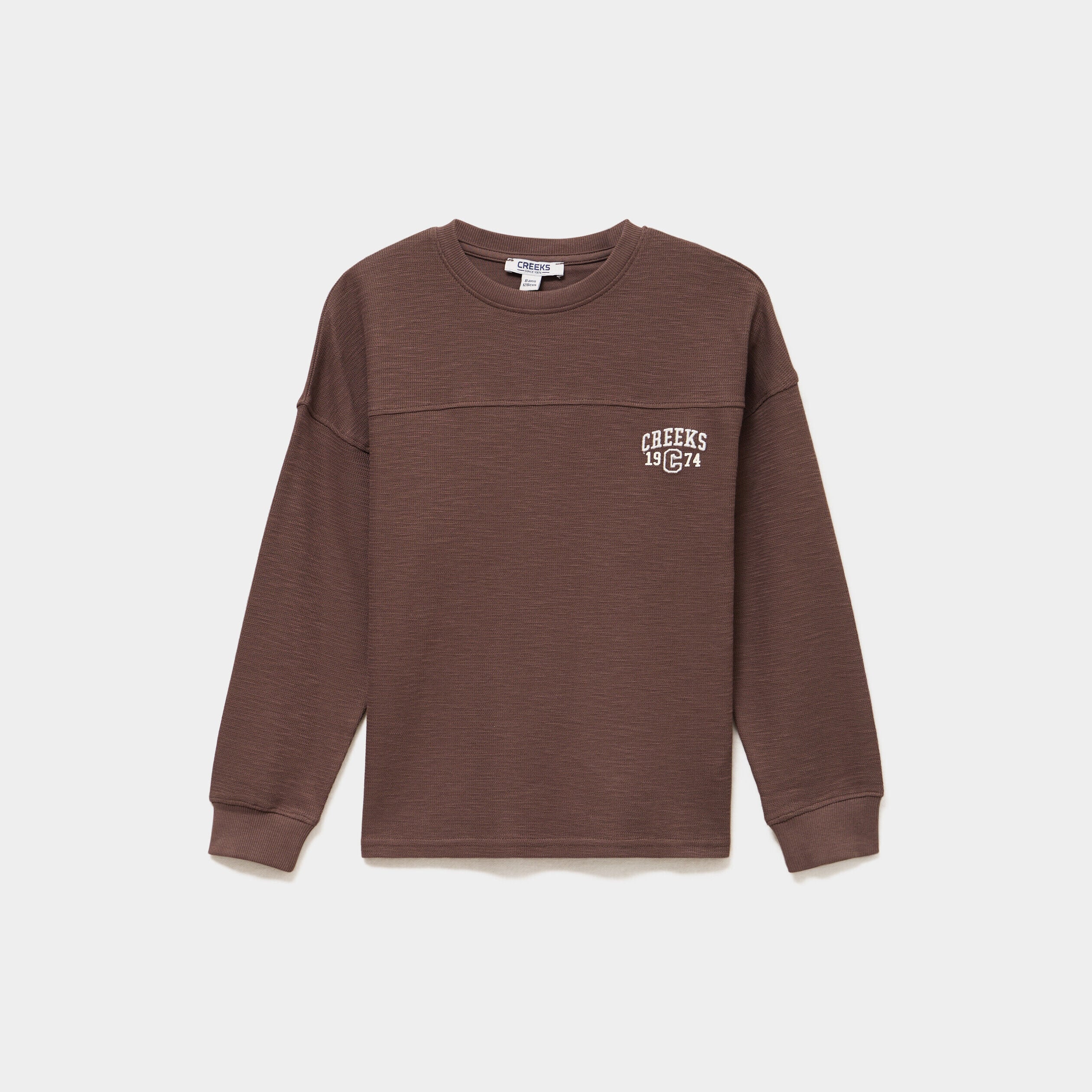 T-shirt manches longues avec logo marron foncé garçon CREEKS