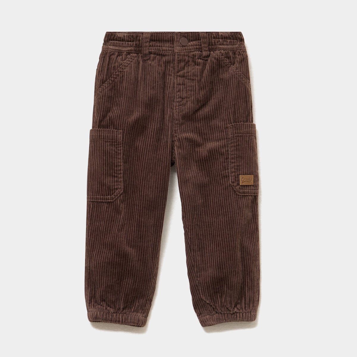 Pantalon cargo effet velours c&ocirc;tel&eacute; marron fonc&eacute; b&eacute;b&eacute; gar&ccedil;on