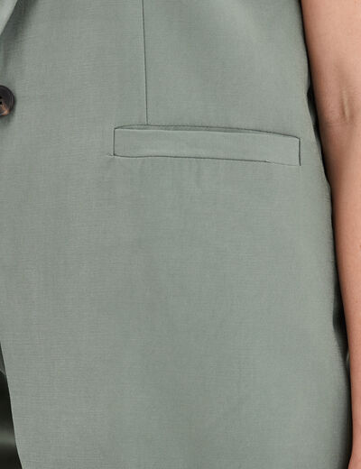 Veste blazer sans manches vert kaki femme