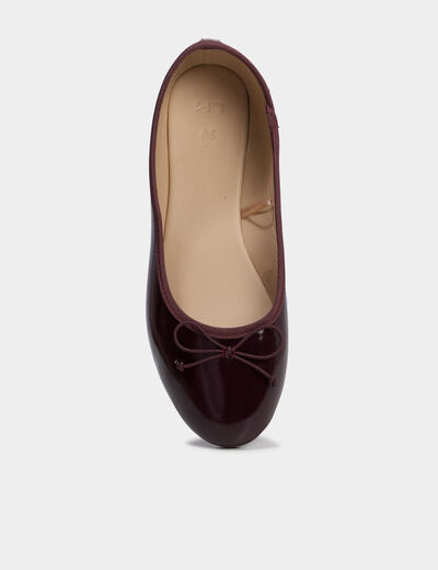 Ballerines vernies avec noeud bordeaux femme