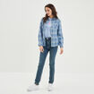 T-shirt col rond manches courtes coton bleu clair femme