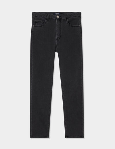 Jean stretch slim 7/8 &egrave;me denim noir femme