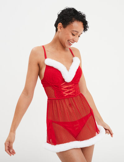 Nuisette No&euml;l ajustable effet plumetis rose framboise femme