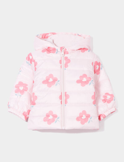 Doudoune oversize zippée à capuche rose clair bébé fille