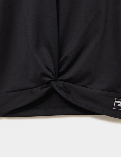 T-shirt sport manches courtes effet nou&eacute; noir fille