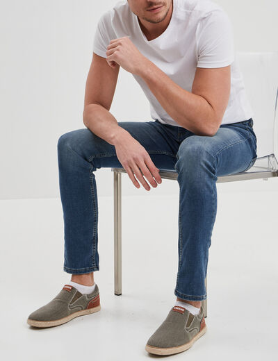Slip-on confort toile effet espadrille vert kaki homme