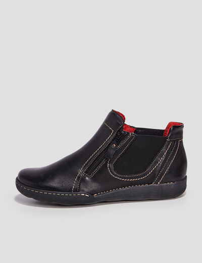 Bottines en cuir noir femme