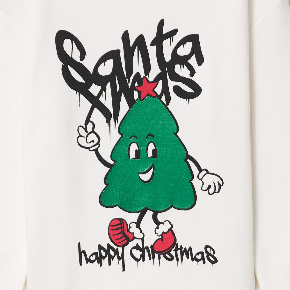 Sweat de No&euml;l col rond oversize blanc gar&ccedil;on