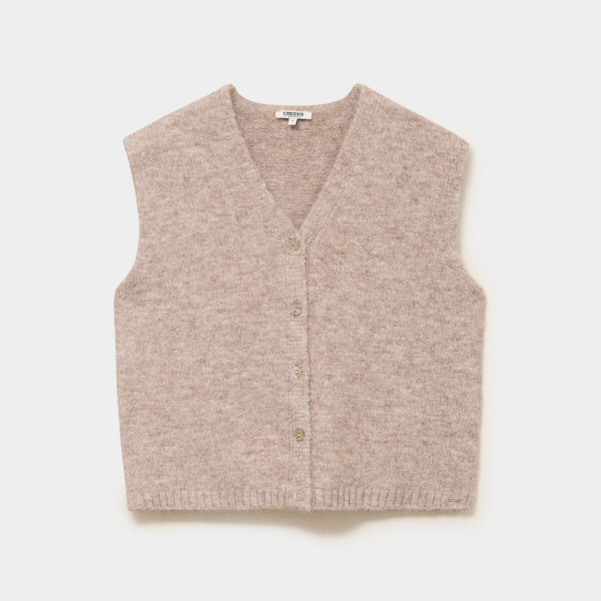 Gilet/Chamallière Brodé Coldwater Creek Beige Sans Manches Taille 10 - Lin/Rayon - Occasion Excellent
