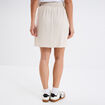 Jupe courte portefeuille mélange lin beige femme