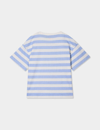 T-shirt col rond manches courtes coton ecru fille