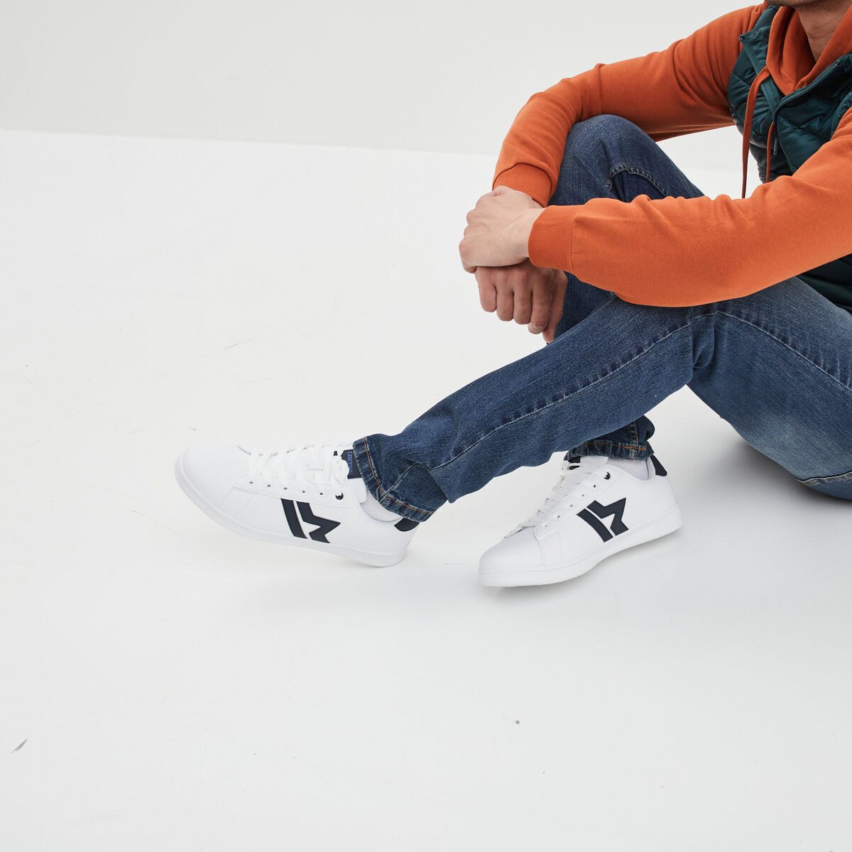Tennis basses à lacets blanc homme