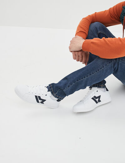 Tennis basses à lacets blanc homme