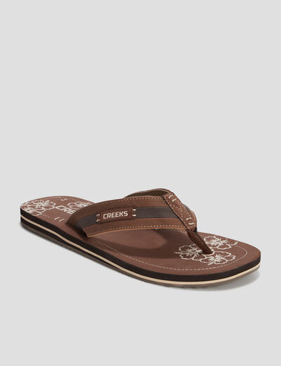 Mules plates marron homme