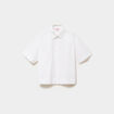 Chemise boxy manches coude boutonn&eacute;e blanc femme