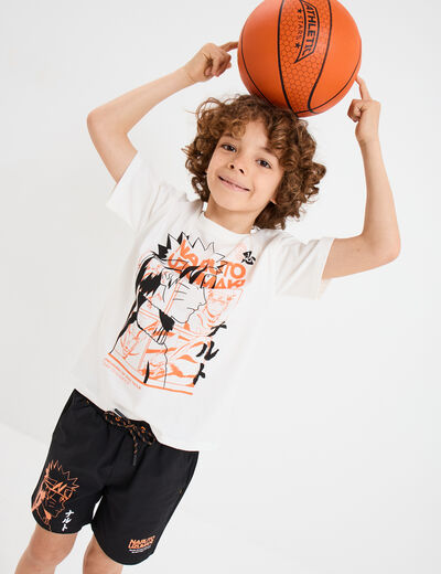 T-shirt manches courtes coton Naruto ivoire garçon