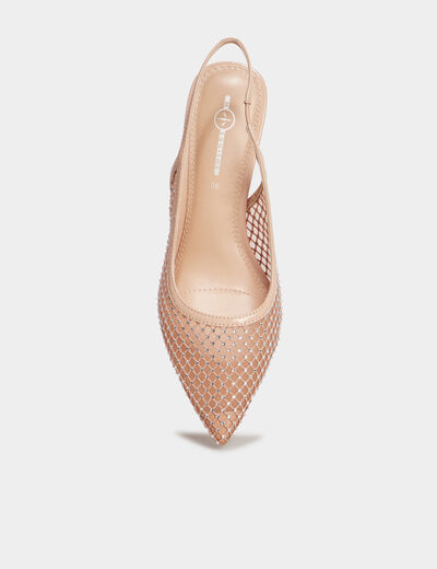 Escarpins à strass bout pointu Mosquitos sable femme