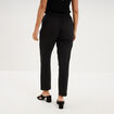 Pantalon droit 7/8&egrave;me lin m&eacute;lang&eacute; noir femme
